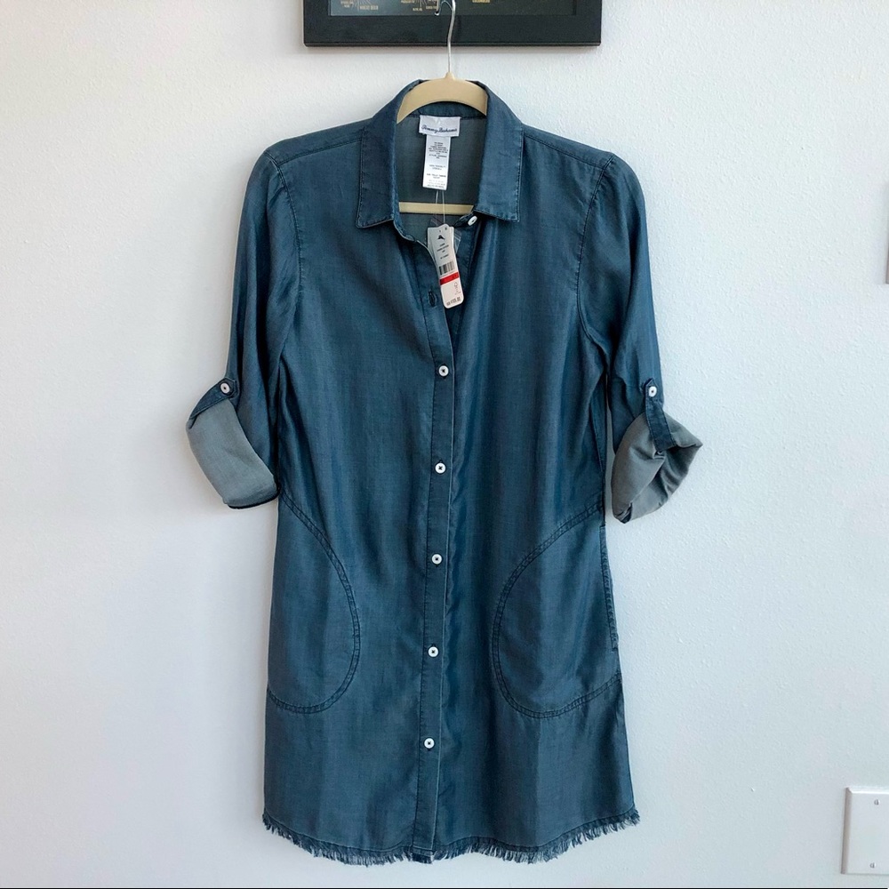 Tommy Bahama denim shirt dress w pockets XS